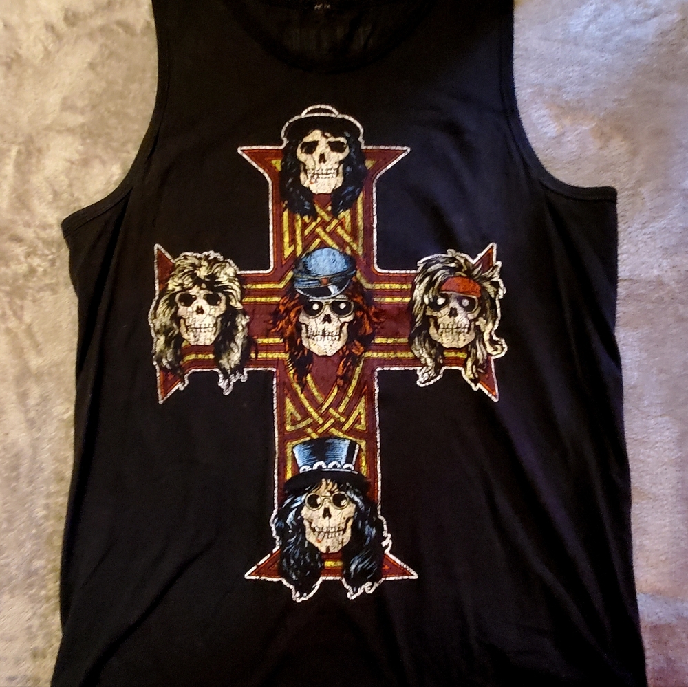 Guns N Roses Skull on Cross Tank Top